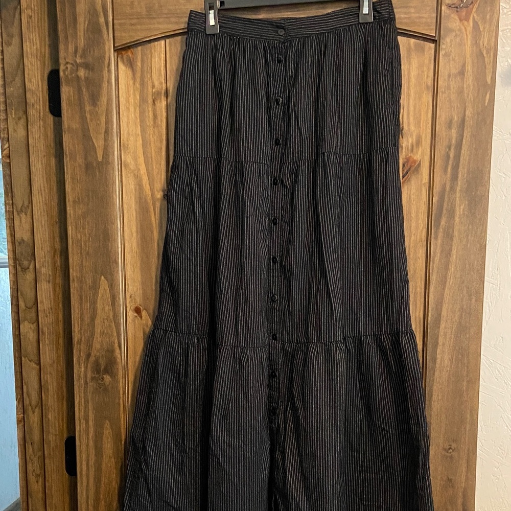 Listicle Black Striped Maxi Skirt